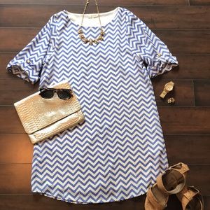 White & Blue Chevron Tunic Dress